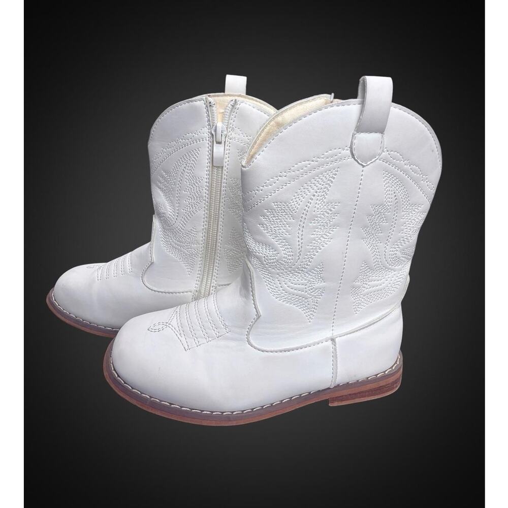Little Girls White Wedge Boots Size 11 - Picture 5 of 5